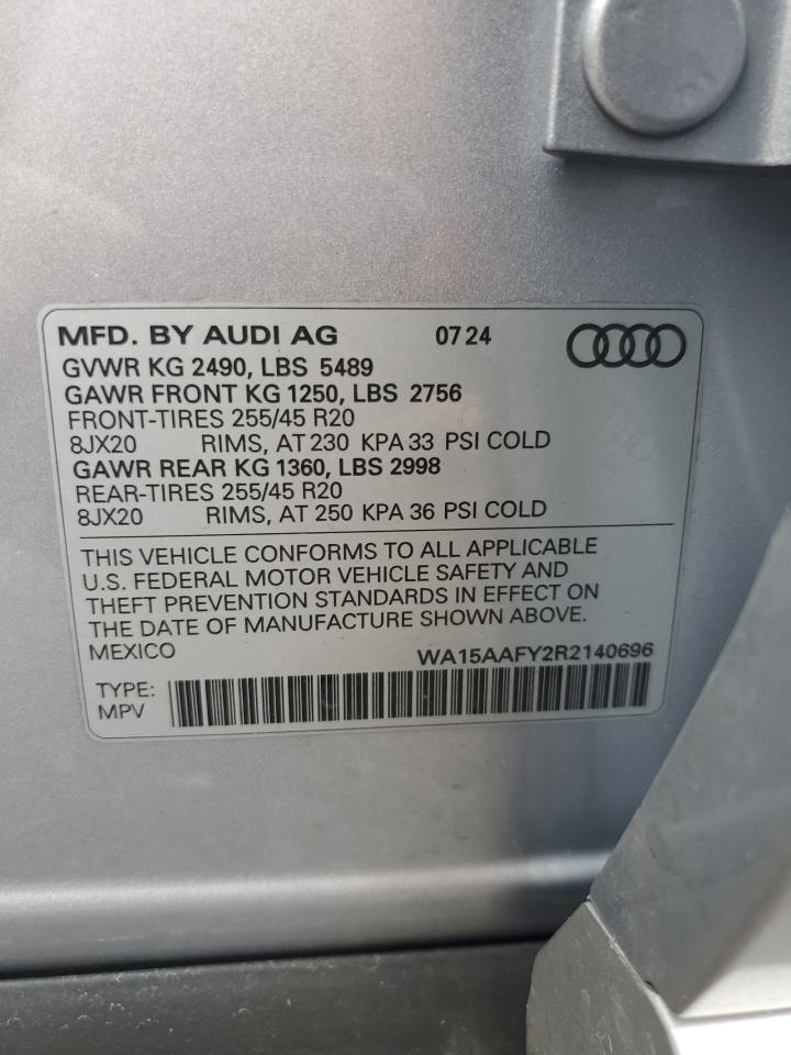 2024 Audi Q5 Sportback Prm Pls 45 VIN: WA15AAFY2R2140696 Lot: 81909465