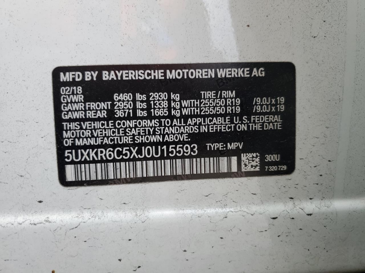 2018 BMW X5 xDrive50I VIN: 5UXKR6C5XJ0U15593 Lot: 82044375