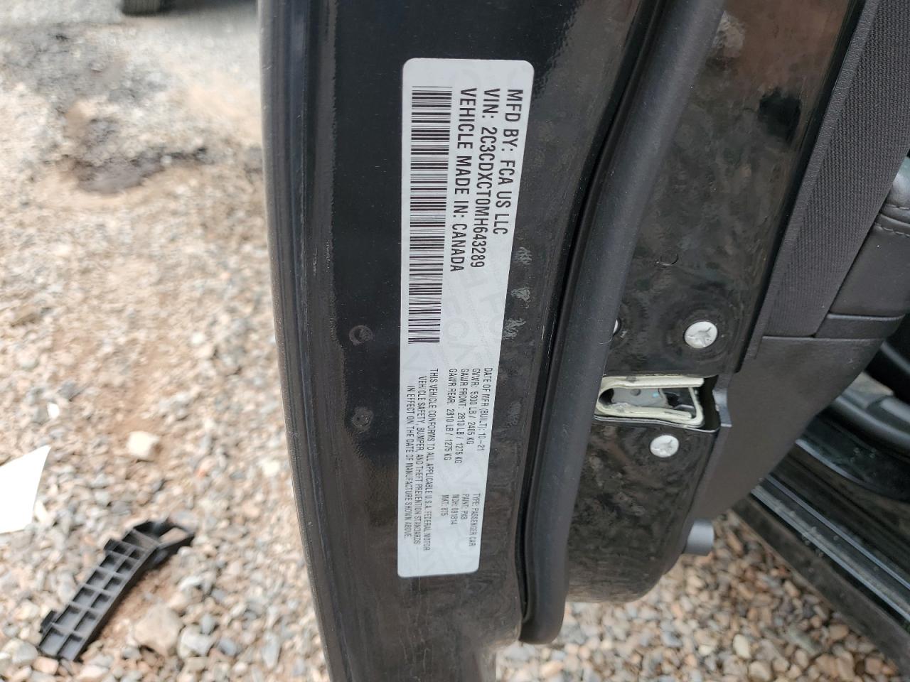 2021 Dodge Charger R/T VIN: 2C3CDXCT0MH643289 Lot: 83927535