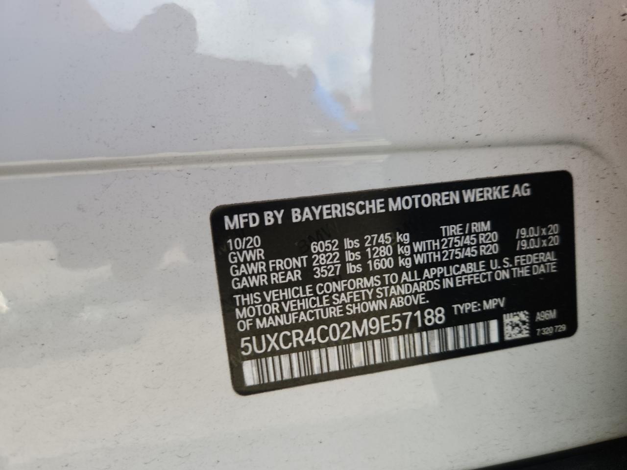 2021 BMW X5 Sdrive 40I VIN: 5UXCR4C02M9E57188 Lot: 81959775