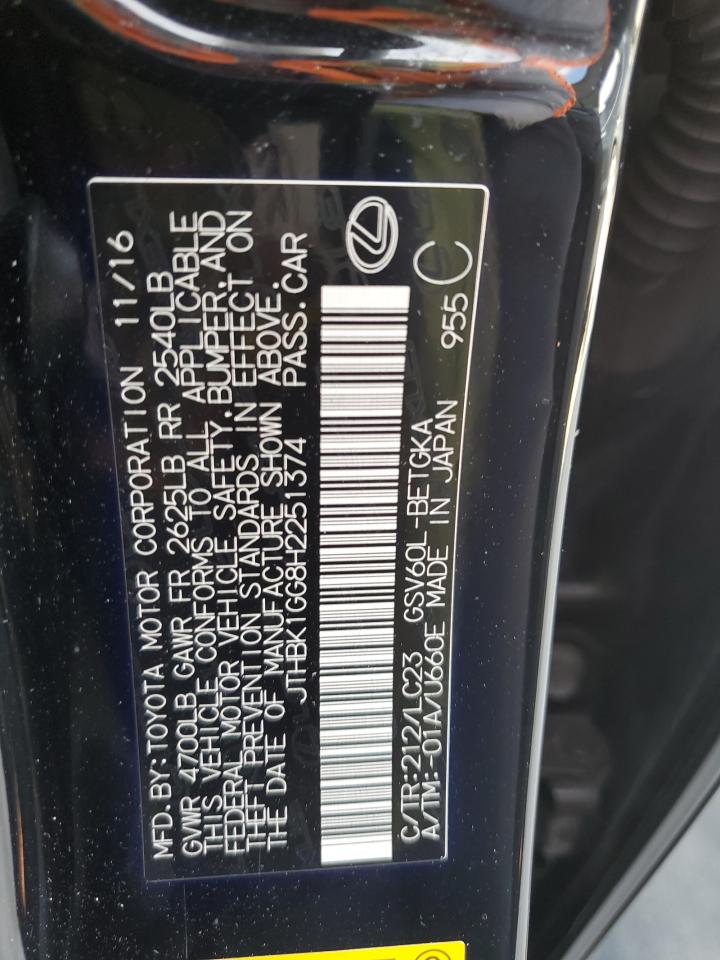 2017 Lexus Es 350 VIN: JTHBK1GG8H2251374 Lot: 71464155