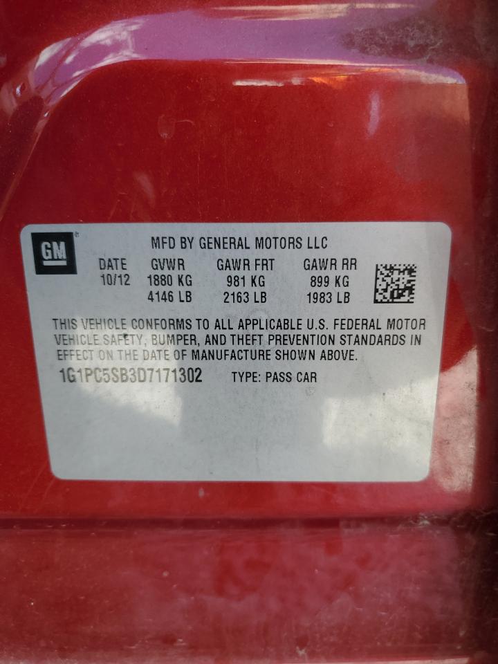 2013 Chevrolet Cruze Lt VIN: 1G1PC5SB3D7171302 Lot: 81321605