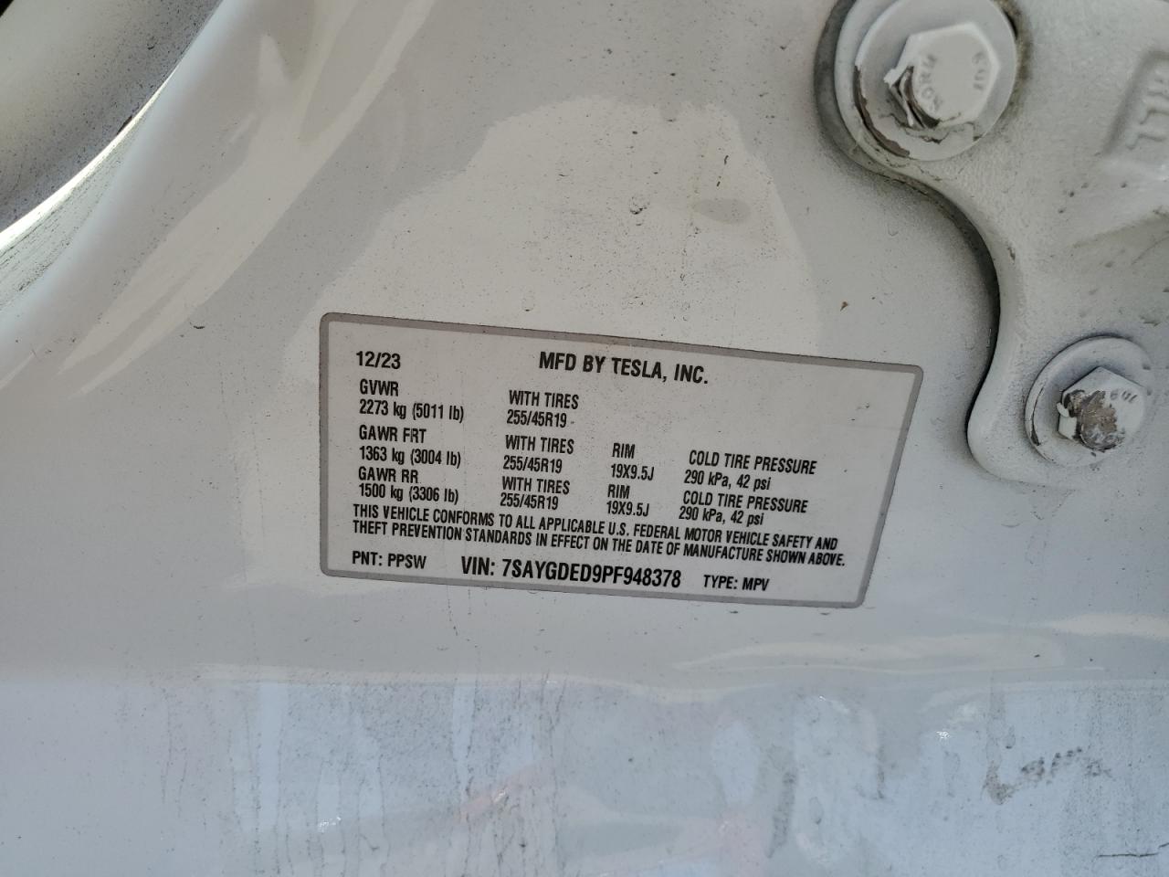 2023 Tesla Model Y VIN: 7SAYGDED9PF948378 Lot: 83805345