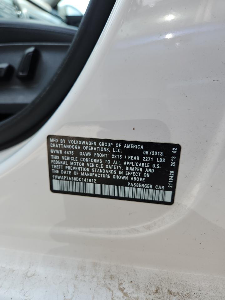 2013 Volkswagen Passat S VIN: 1VWAP7A36DC141612 Lot: 80168045