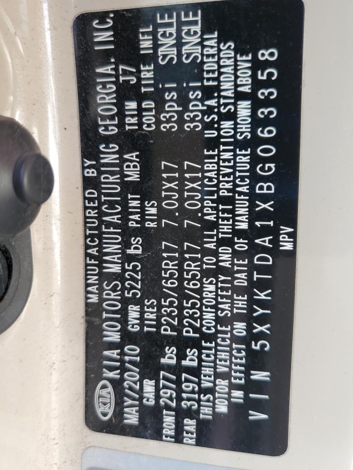 2011 Kia Sorento Base VIN: 5XYKTDA1XBG063358 Lot: 81527355