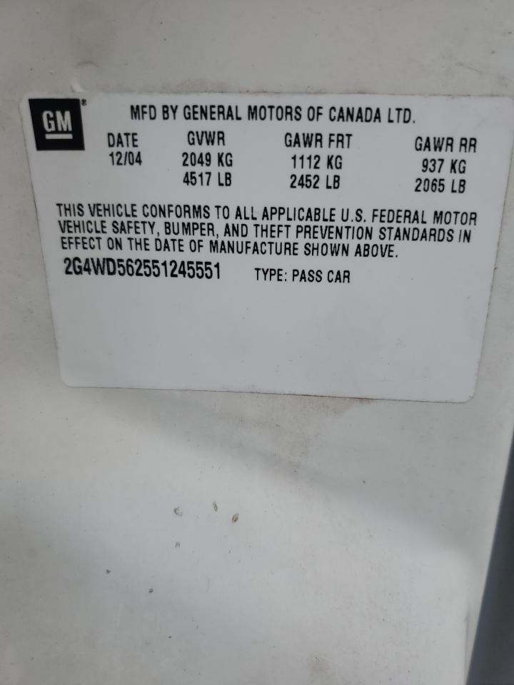 2005 Buick Lacrosse Cxl VIN: 2G4WD562551245551 Lot: 81209545