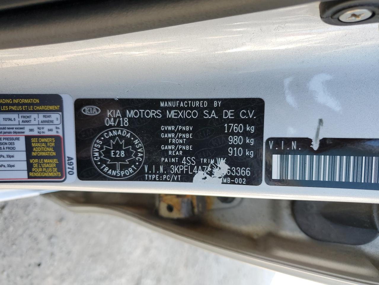 2018 Kia Forte Lx VIN: 3KPFL4A7XJE263366 Lot: 72094745