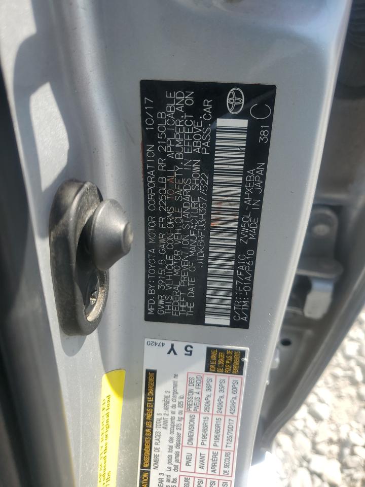 2017 Toyota Prius VIN: JTDKBRFU3H3577522 Lot: 81142965