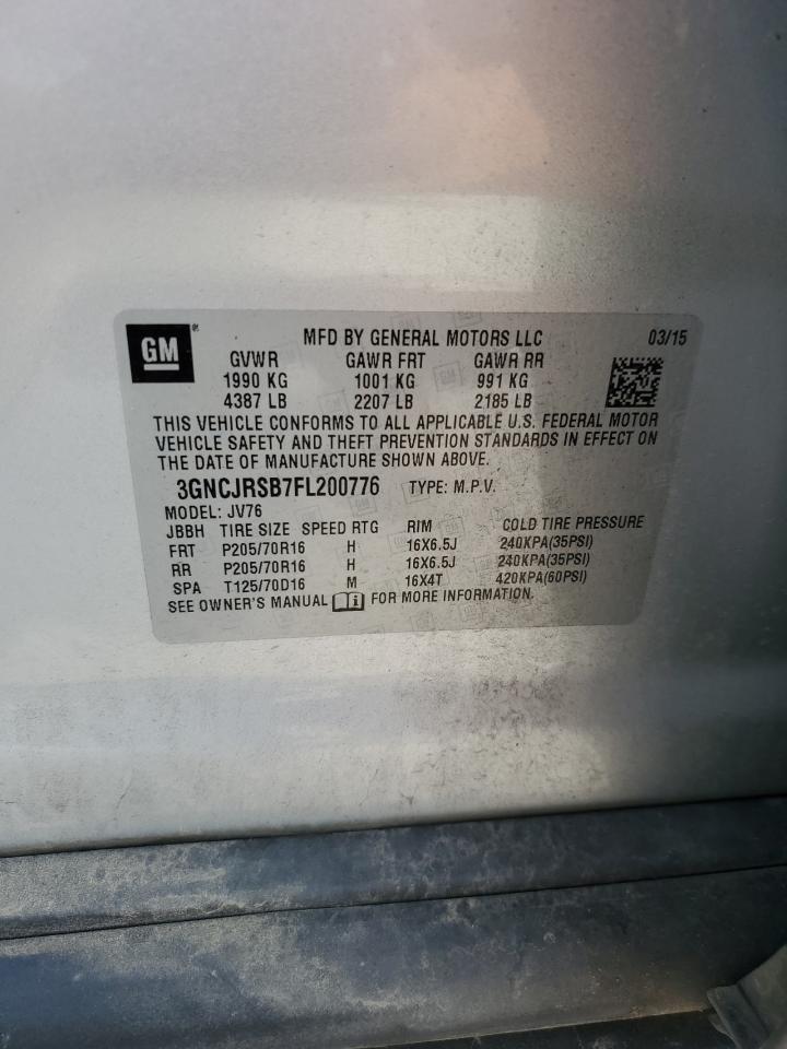 2015 Chevrolet Trax 1Lt VIN: 3GNCJRSB7FL200776 Lot: 80201695