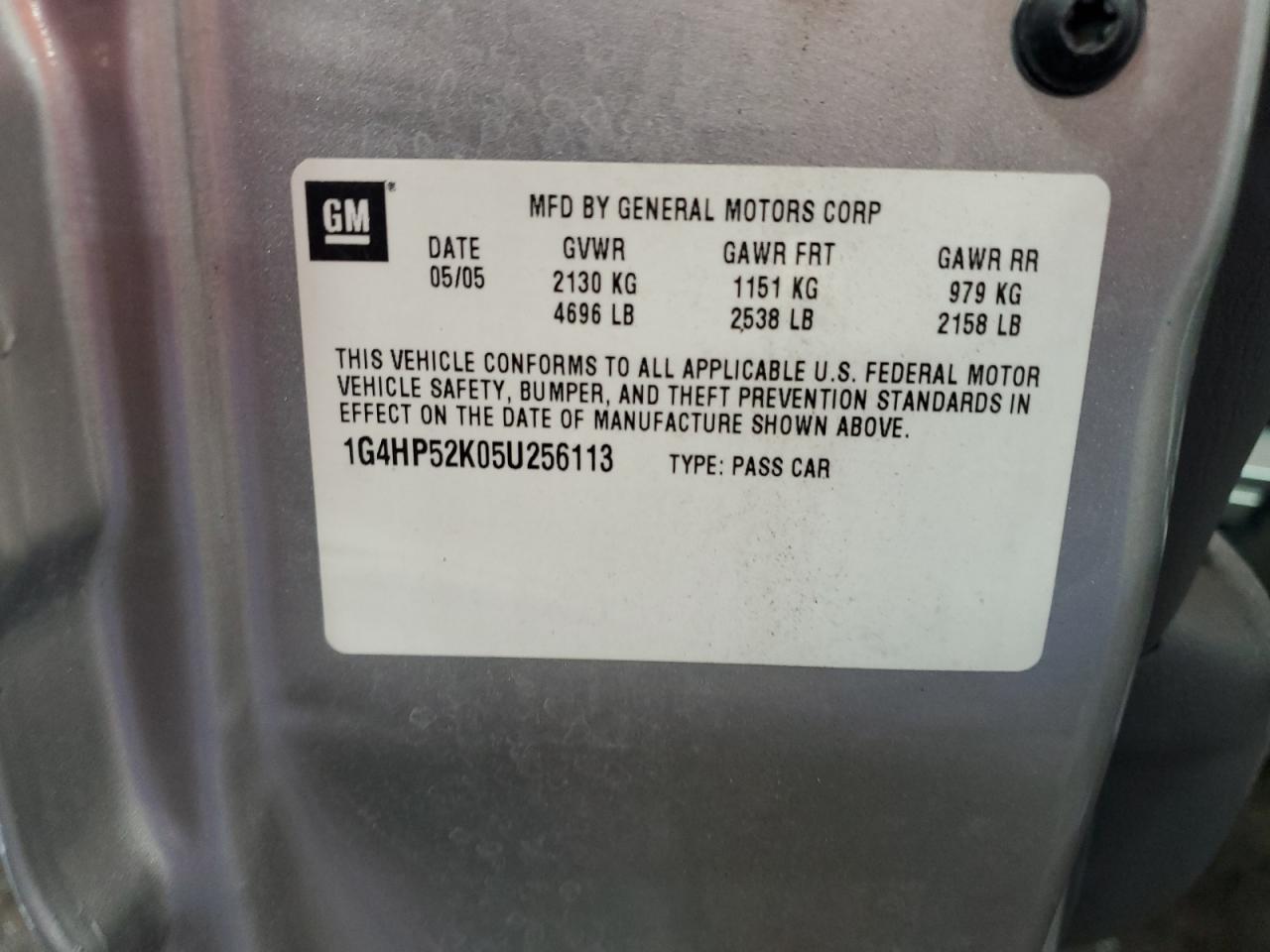 2005 Buick Lesabre Custom VIN: 1G4HP52K05U256113 Lot: 84706635