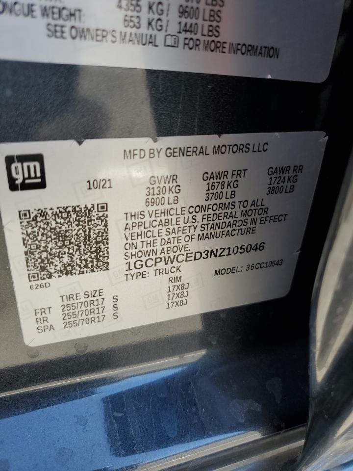 2022 Chevrolet Silverado Ltd C1500 Lt VIN: 1GCPWCED3NZ105046 Lot: 81618725