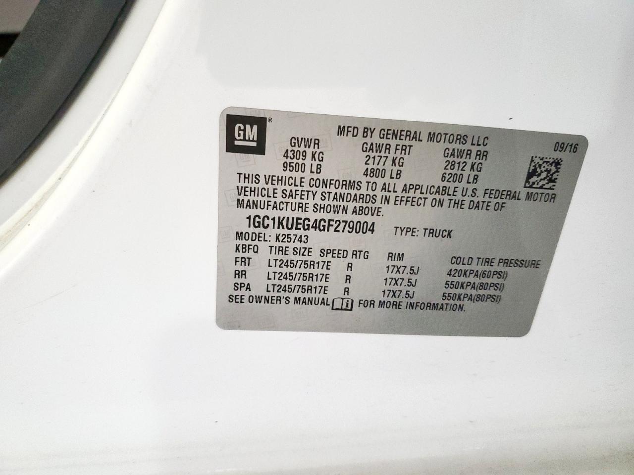2016 Chevrolet Silverado K2500 Heavy Duty VIN: 1GC1KUEG4GF279004 Lot: 81327755