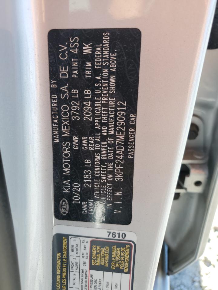 2021 Kia Forte VIN: 3KPF24AD7ME290912 Lot: 71217995