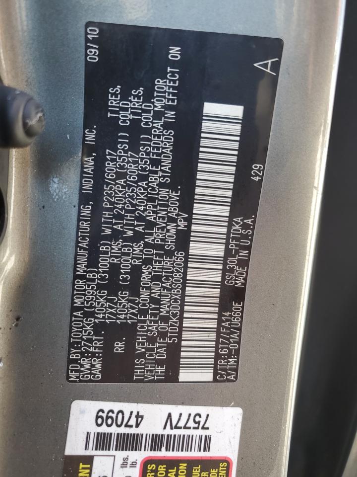 2011 Toyota Sienna VIN: 5TDZK3DCXBS082066 Lot: 80526625