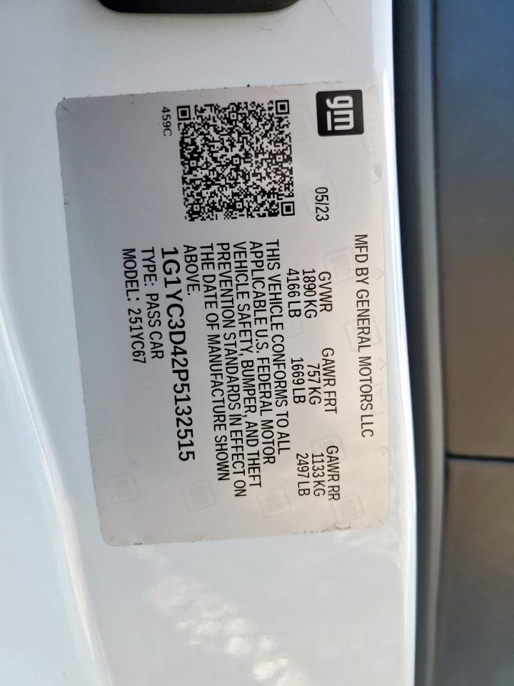 2023 Chevrolet Corvette Stingray 3Lt VIN: 1G1YC3D42P5132515 Lot: 80105935