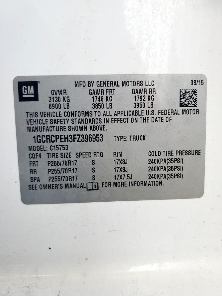 2015 Chevrolet Silverado C1500 VIN: 1GCRCPEH3FZ396953 Lot: 81332805