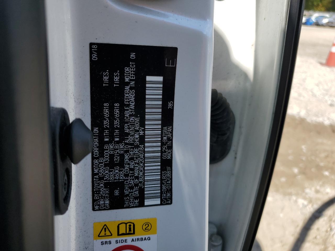 2019 Lexus Rx 350 Base VIN: JTJBZMCA5K2040184 Lot: 81564275
