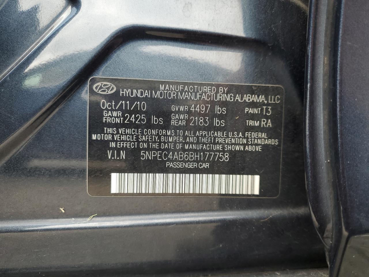 2011 Hyundai Sonata Se VIN: 5NPEC4AB6BH177758 Lot: 81529215