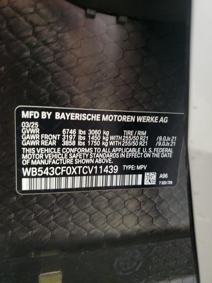 2026 BMW Ix xDrive45 VIN: WB543CF0XTCV11439 Lot: 80851625