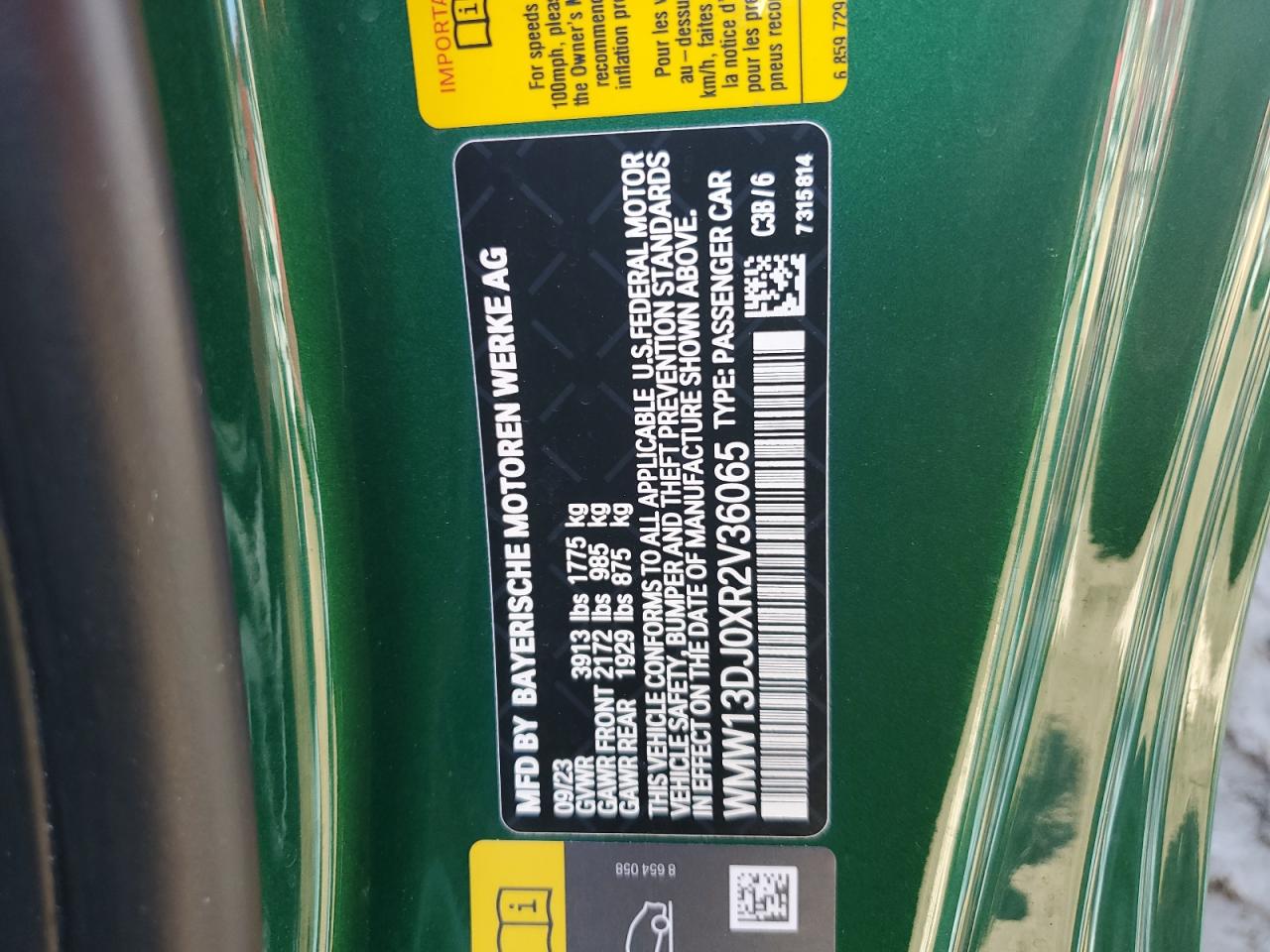 2024 Mini Cooper Se VIN: WMW13DJ0XR2V36065 Lot: 83974235