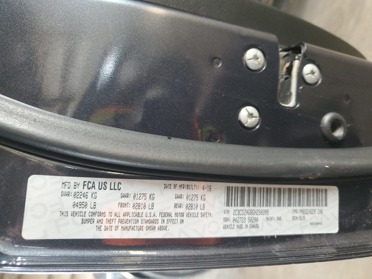 2016 Dodge Challenger Sxt VIN: 2C3CDZAG8GH250209 Lot: 71025045