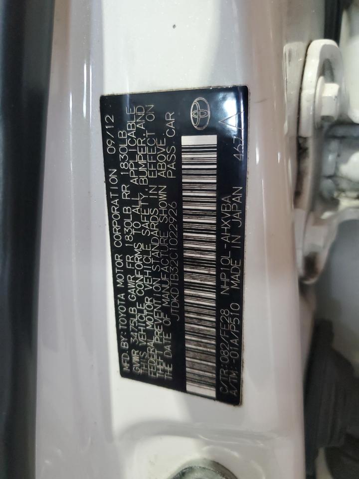 2012 Toyota Prius C VIN: JTDKDTB32C1022926 Lot: 81757815