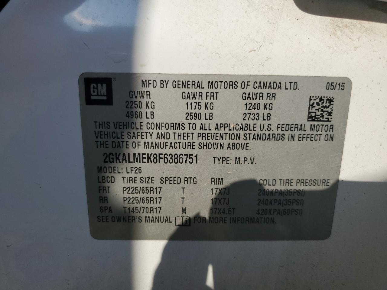 2015 GMC Terrain Sle VIN: 2GKALMEK8F6386751 Lot: 70950555