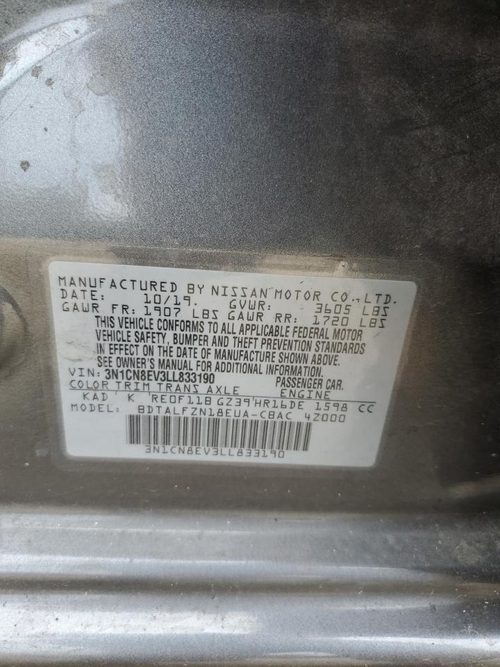 2020 Nissan Versa Sv VIN: 3N1CN8EV3LL833190 Lot: 84476925