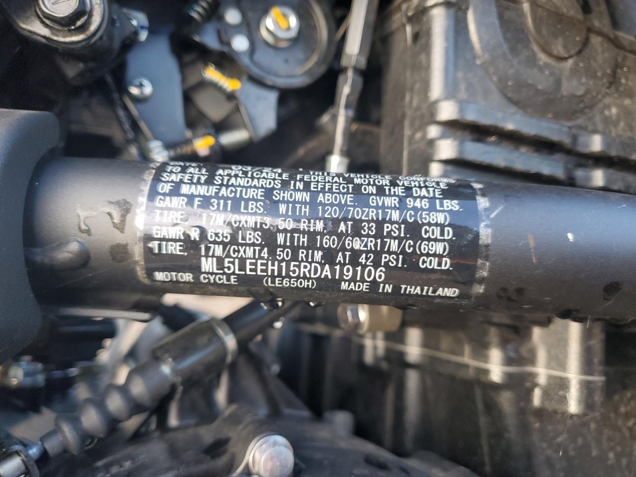 2024 Kawasaki Kle650 F VIN: ML5LEEH15RDA19106 Lot: 71458535