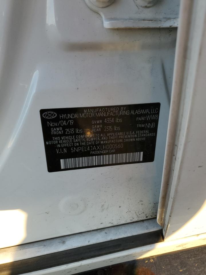 2020 Hyundai Sonata Sel VIN: 5NPEL4JAXLH000560 Lot: 80331065