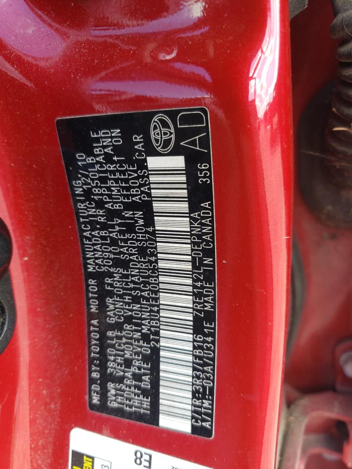 2011 Toyota Corolla Base VIN: 2T1BU4EE0BC543074 Lot: 81825585