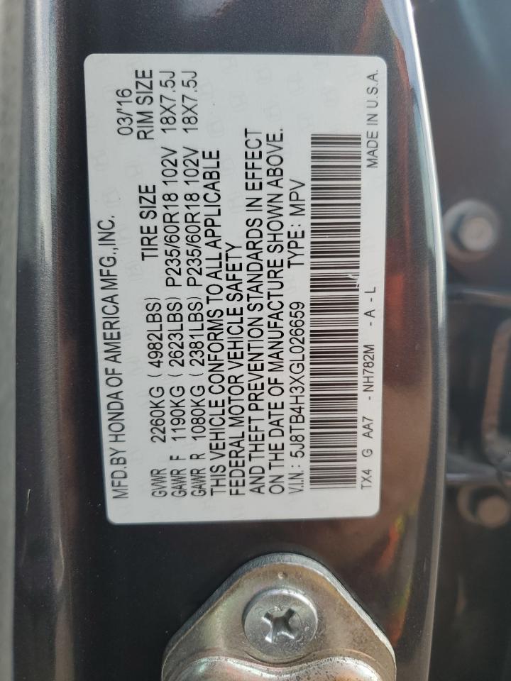 2016 Acura Rdx VIN: 5J8TB4H3XGL026659 Lot: 80671705