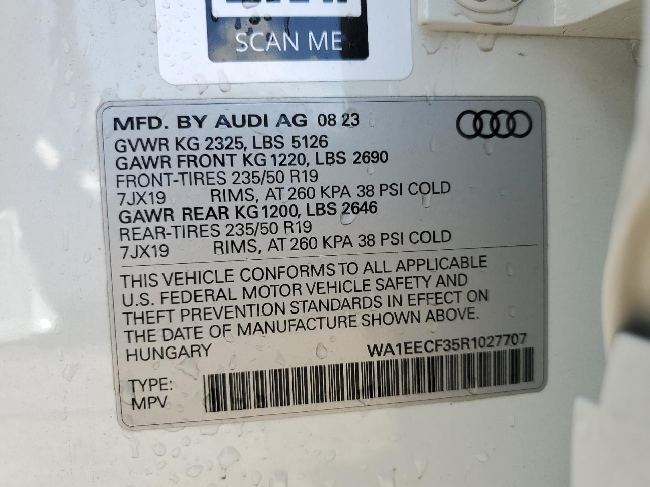 2024 Audi Q3 Premium Plus S Line 45 VIN: WA1EECF35R1027707 Lot: 69935205