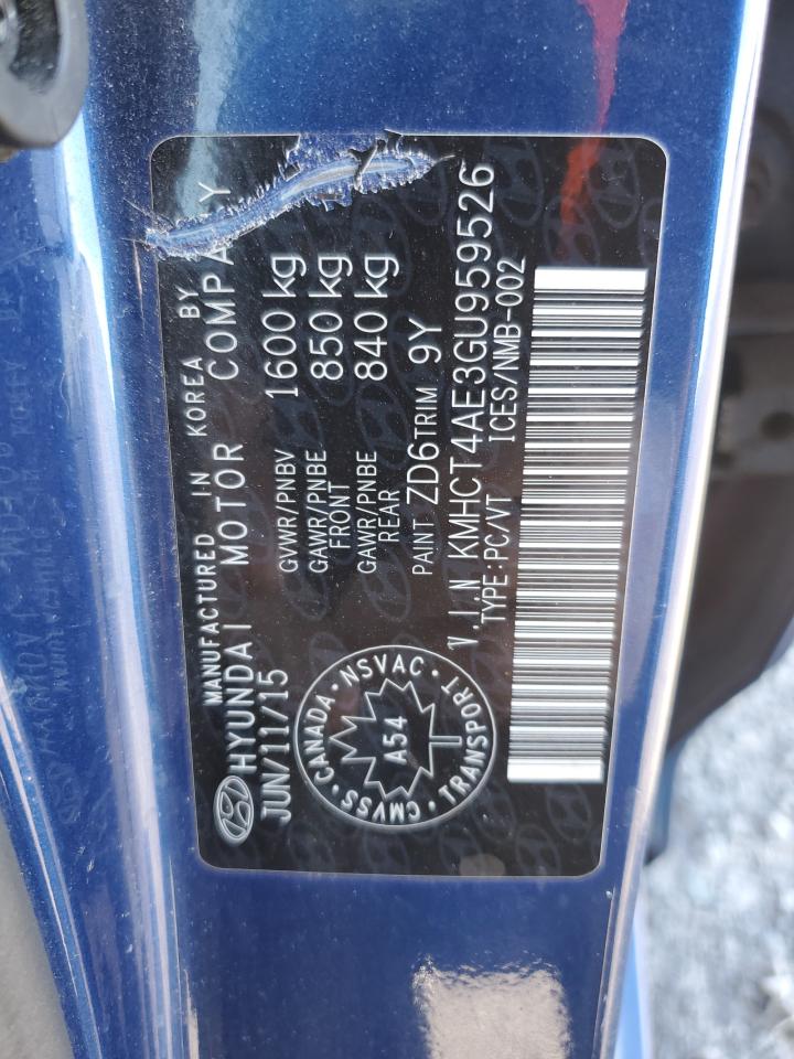 2016 Hyundai Accent Se VIN: KMHCT4AE3GU959526 Lot: 84202285