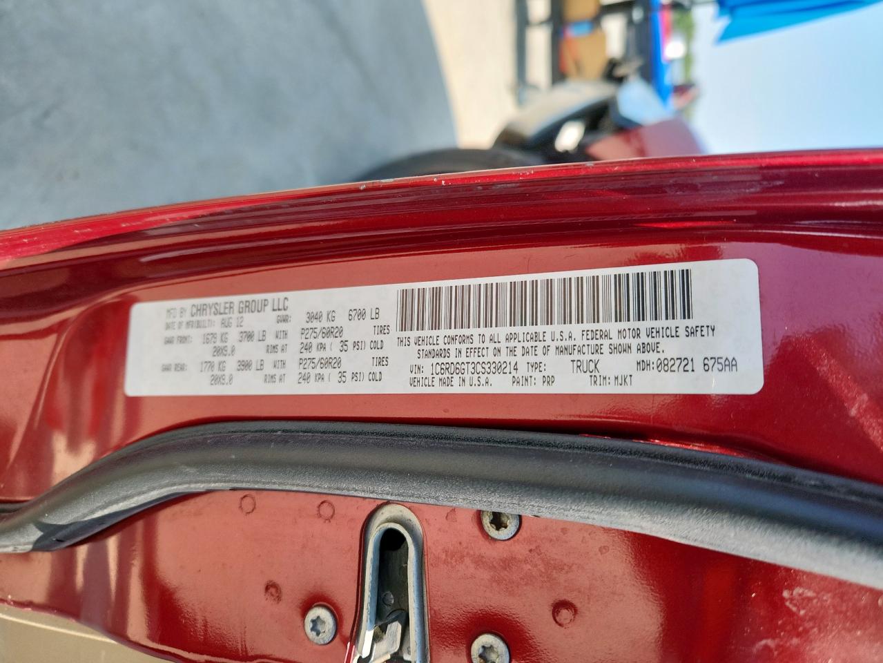 2012 Dodge Ram 1500 Slt VIN: 1C6RD6GT3CS330214 Lot: 81269385