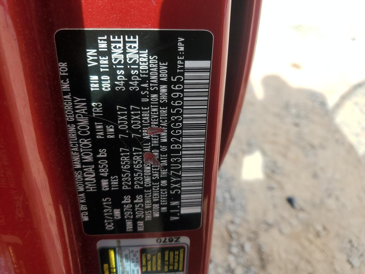 2016 Hyundai Santa Fe Sport VIN: 5XYZU3LB2GG356965 Lot: 83871875