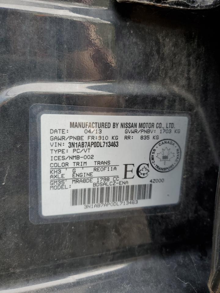 2013 Nissan Sentra S VIN: 3N1AB7AP0DL713463 Lot: 70936875