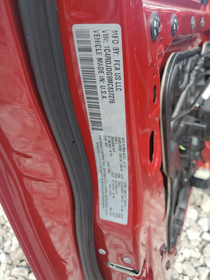 2021 Dodge Durango Gt VIN: 1C4RDJDG9MC837276 Lot: 81625465