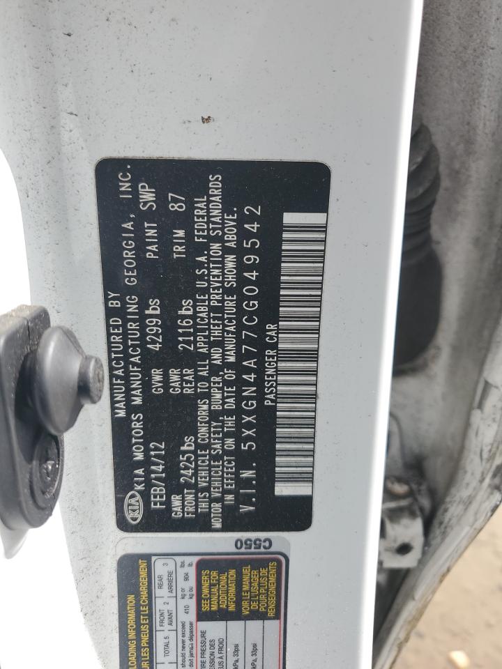 2012 Kia Optima Ex VIN: 5XXGN4A77CG049542 Lot: 84814765