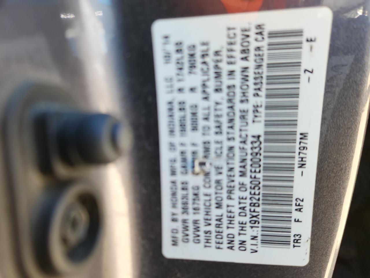 2015 Honda Civic Lx VIN: 19XFB2E50FE009334 Lot: 80699425