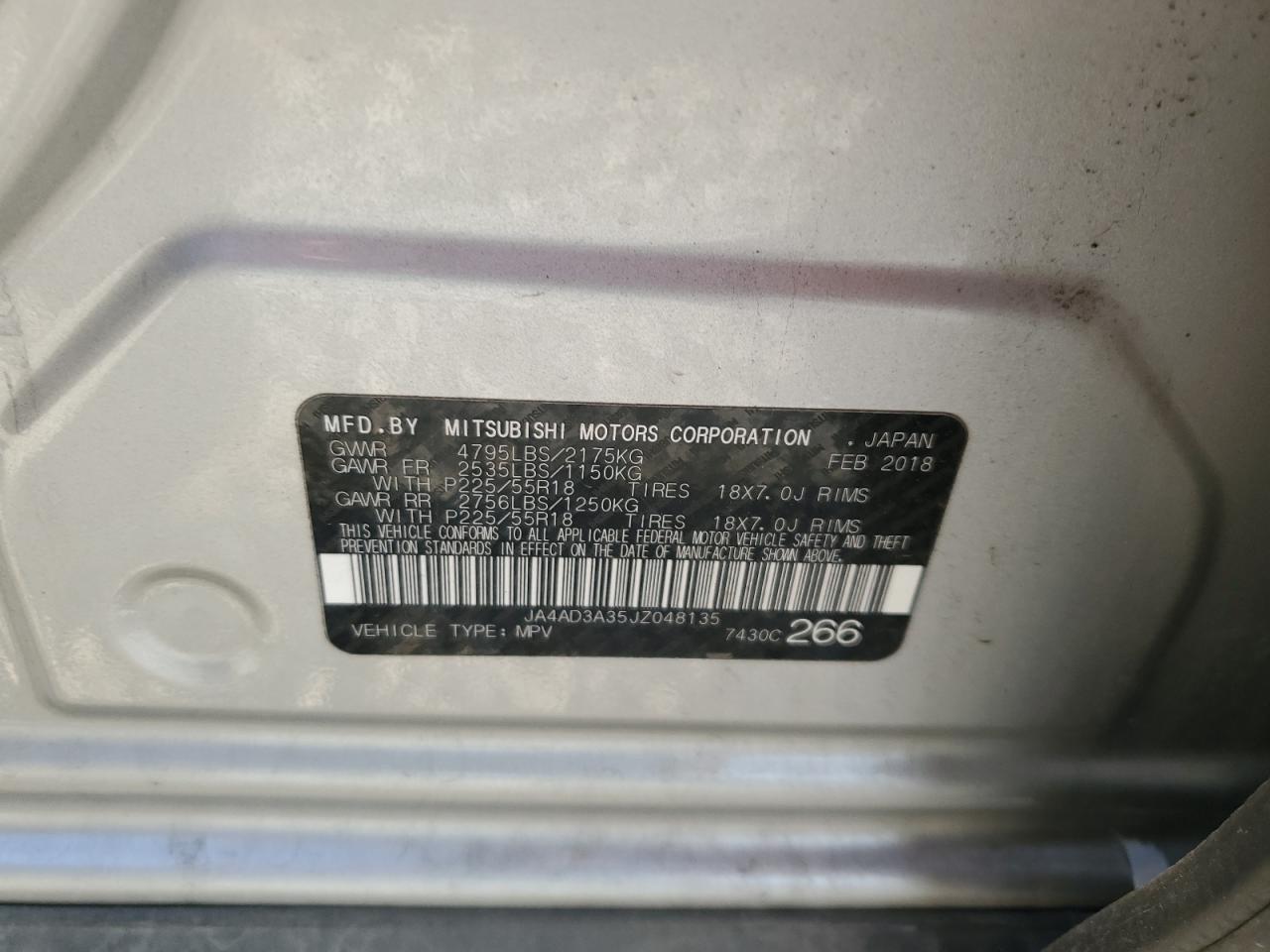 2018 Mitsubishi Outlander Se VIN: JA4AD3A35JZ048135 Lot: 81080545