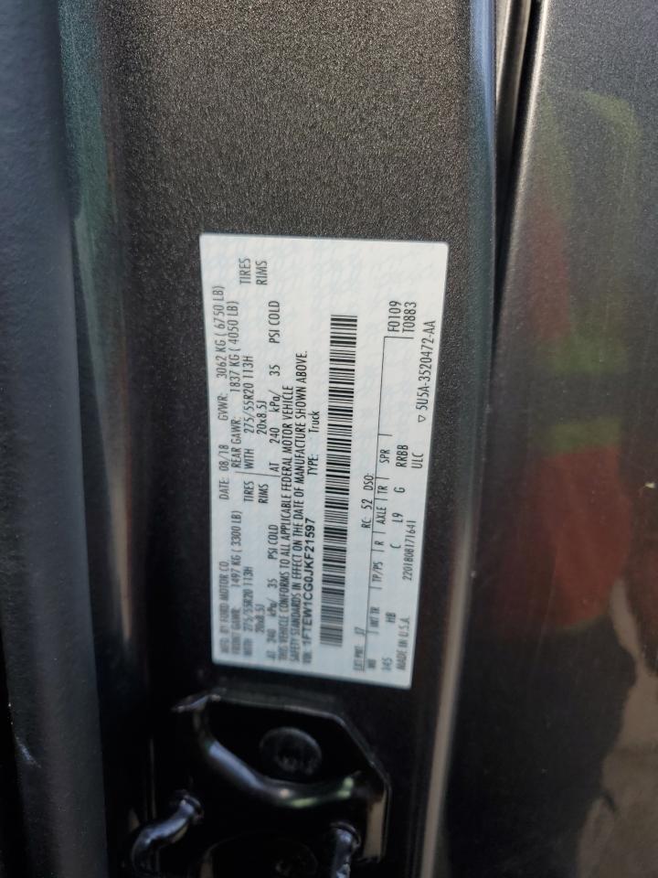 2018 Ford F150 Supercrew VIN: 1FTEW1CG0JKF21597 Lot: 81204255