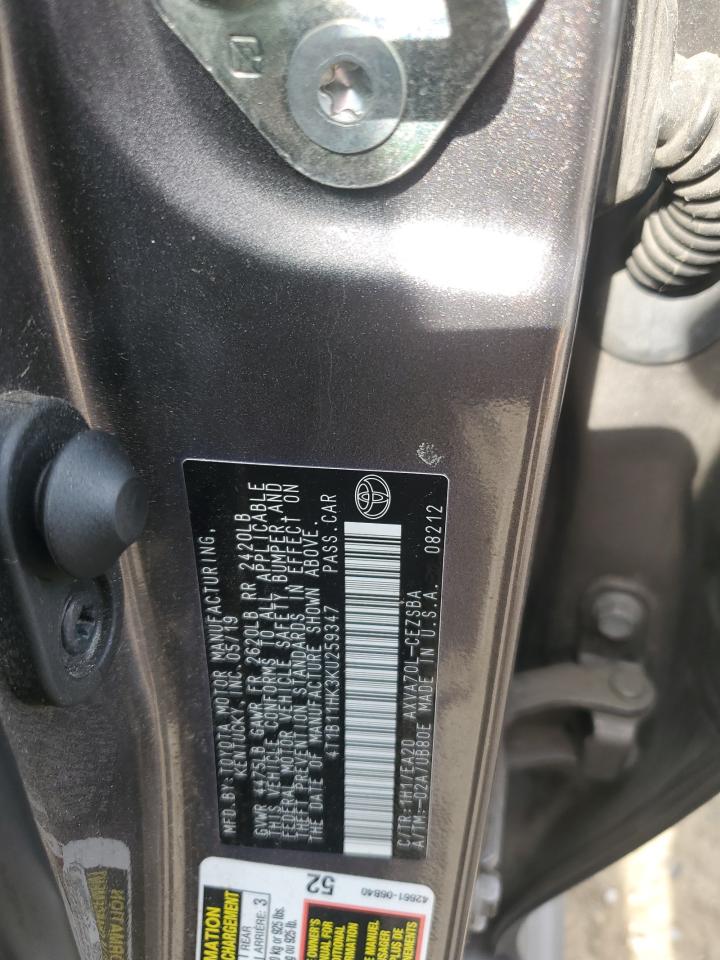 2019 Toyota Camry L VIN: 4T1B11HK3KU259347 Lot: 81398125