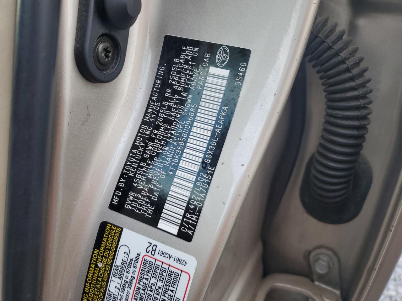 2006 Toyota Avalon Xl VIN: 4T1BK36B56U096685 Lot: 81745035