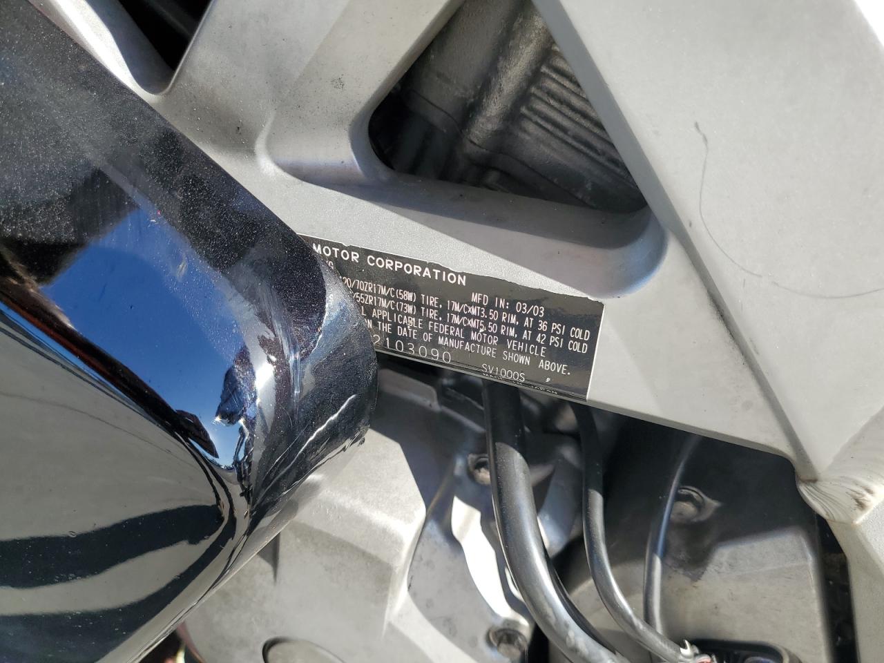 2003 Suzuki Sv1000 Sk3 VIN: JS1VT54A332103090 Lot: 83983195