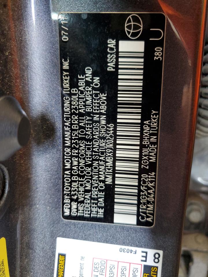 2018 Toyota C-Hr Xle VIN: NMTKHMBX9JR025446 Lot: 81096755