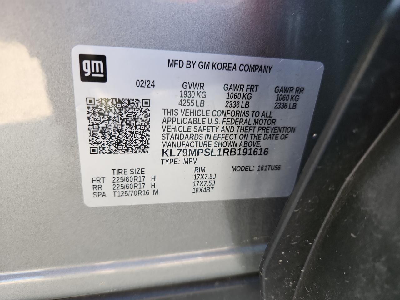 2024 Chevrolet Trailblazer Lt VIN: KL79MPSL1RB191616 Lot: 82105985