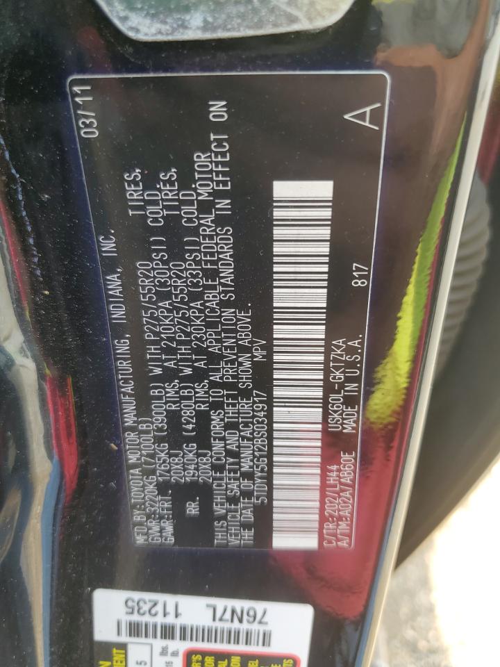 2011 Toyota Sequoia Platinum VIN: 5TDYY5G12BS034917 Lot: 80798805