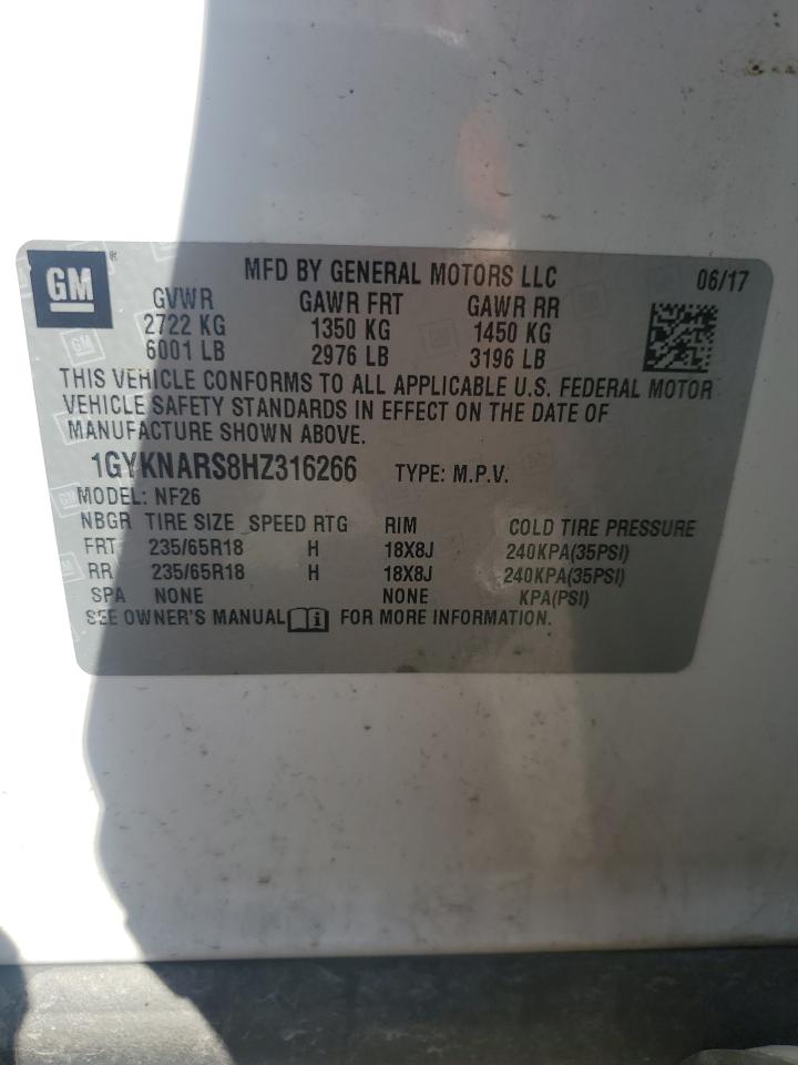 2017 Cadillac Xt5 VIN: 1GYKNARS8HZ316266 Lot: 71128715