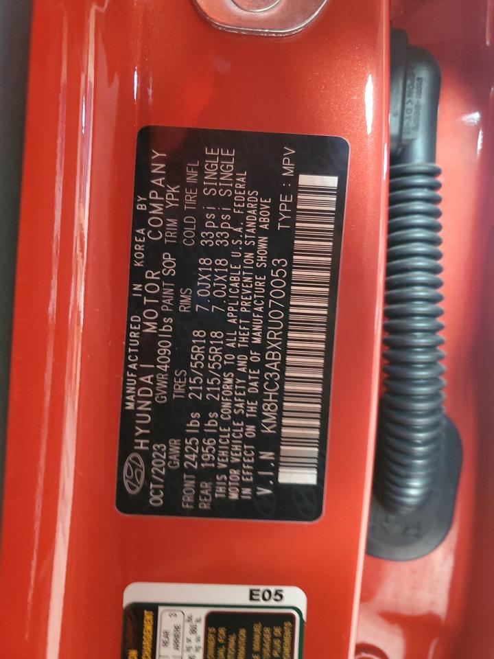 2024 Hyundai Kona Sel VIN: KM8HC3ABXRU070053 Lot: 81025245